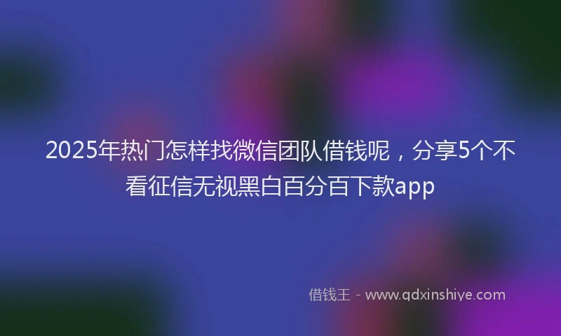 2025年热门怎样找微信团队借钱呢，分享5个不看征信无视黑白百分百下款app
