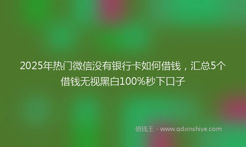 2025年热门微信没有银行卡如何借钱，汇总5个借钱无视黑白100%秒下口子