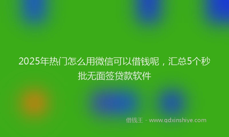2025年热门怎么用微信可以借钱呢，汇总5个秒批无面签贷款软件