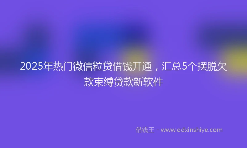 2025年热门微信粒贷借钱开通，汇总5个摆脱欠款束缚贷款新软件