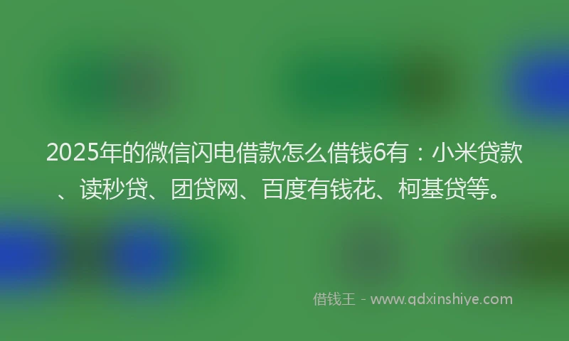 2025年的微信闪电借款怎么借钱6有：小米贷款、读秒贷、团贷网、百度有钱花、柯基贷等。