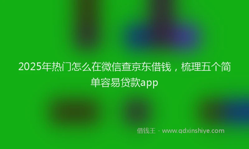 2025年热门怎么在微信查京东借钱，梳理五个简单容易贷款app