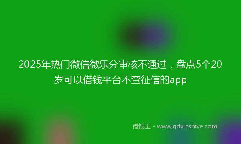 2025年热门微信微乐分审核不通过，盘点5个20岁可以借钱平台不查征信的app