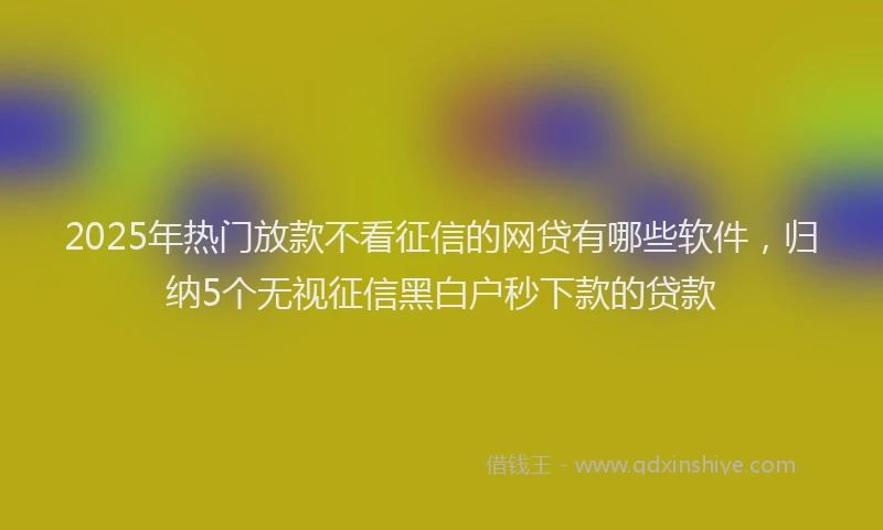 2025年热门放款不看征信的网贷有哪些软件，归纳5个无视征信黑白户秒下款的贷款