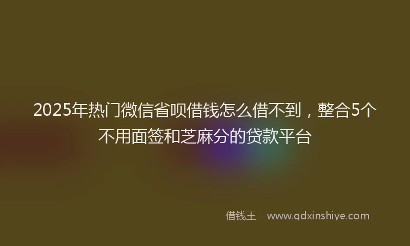 2025年热门微信省呗借钱怎么借不到，整合5个不用面签和芝麻分的贷款平台