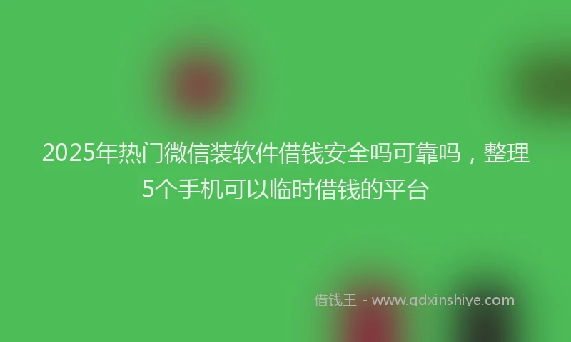 2025年热门微信装软件借钱安全吗可靠吗，整理5个手机可以临时借钱的平台