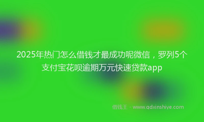 2025年热门怎么借钱才最成功呢微信，罗列5个支付宝花呗逾期万元快速贷款app