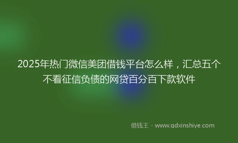 2025年热门微信美团借钱平台怎么样，汇总五个不看征信负债的网贷百分百下款软件