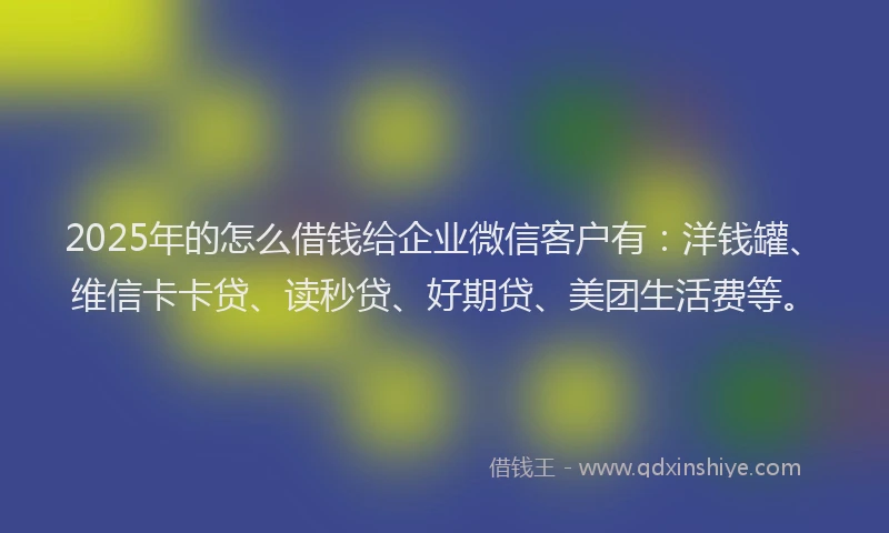 2025年的怎么借钱给企业微信客户有：洋钱罐、维信卡卡贷、读秒贷、好期贷、美团生活费等。