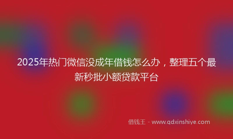 2025年热门微信没成年借钱怎么办，整理五个最新秒批小额贷款平台