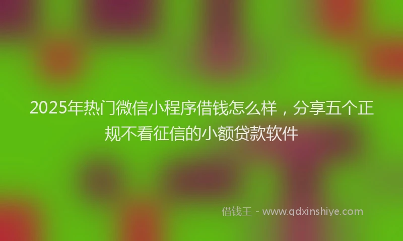 2025年热门微信小程序借钱怎么样，分享五个正规不看征信的小额贷款软件