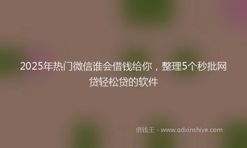 2025年热门微信谁会借钱给你，整理5个秒批网贷轻松贷的软件