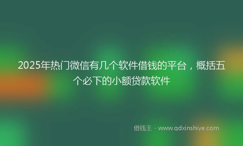 2025年热门微信有几个软件借钱的平台，概括五个必下的小额贷款软件