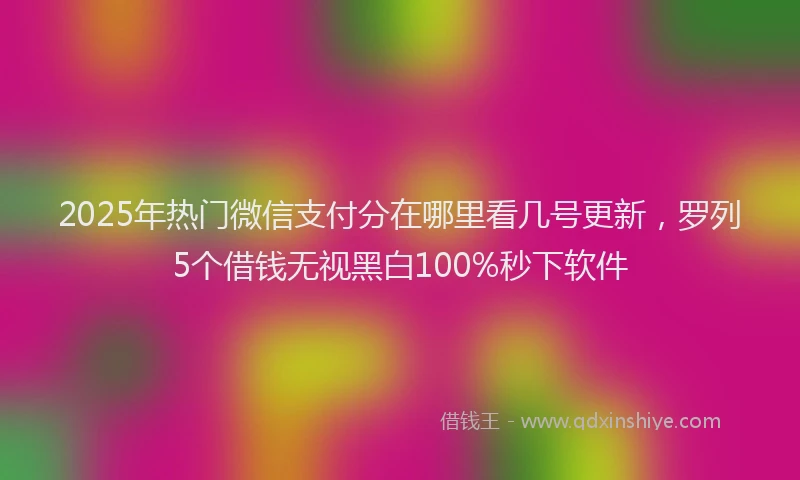 2025年热门微信支付分在哪里看几号更新，罗列5个借钱无视黑白100%秒下软件