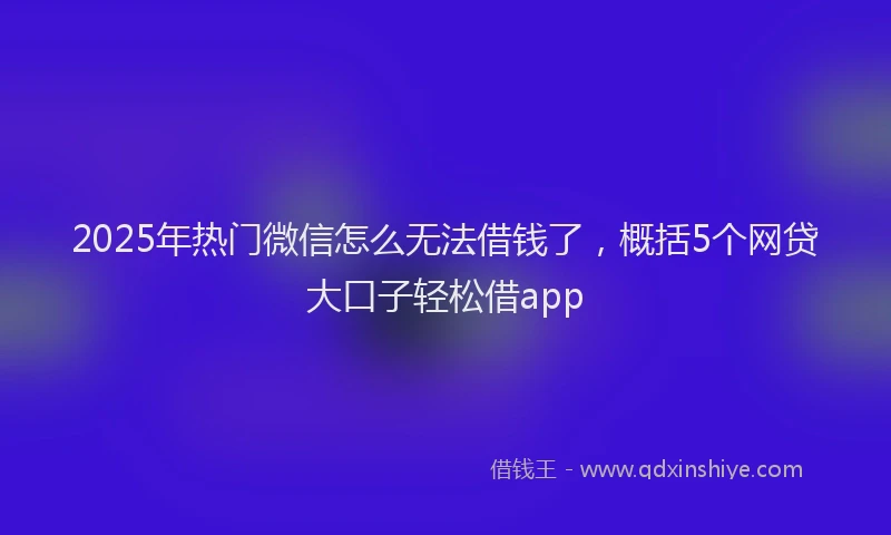 2025年热门微信怎么无法借钱了，概括5个网贷大口子轻松借app
