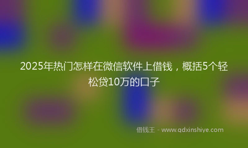 2025年热门怎样在微信软件上借钱，概括5个轻松贷10万的口子