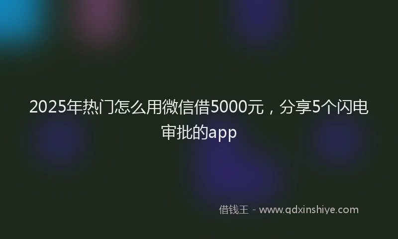 2025年热门怎么用微信借5000元，分享5个闪电审批的app