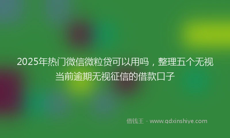 2025年热门微信微粒贷可以用吗，整理五个无视当前逾期无视征信的借款口子
