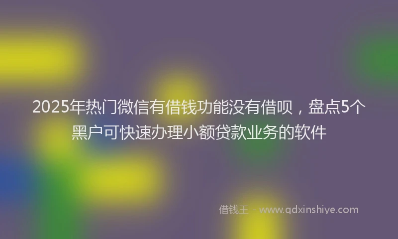 2025年热门微信有借钱功能没有借呗，盘点5个黑户可快速办理小额贷款业务的软件