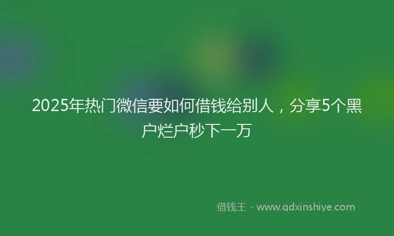 2025年热门微信要如何借钱给别人，分享5个黑户烂户秒下一万