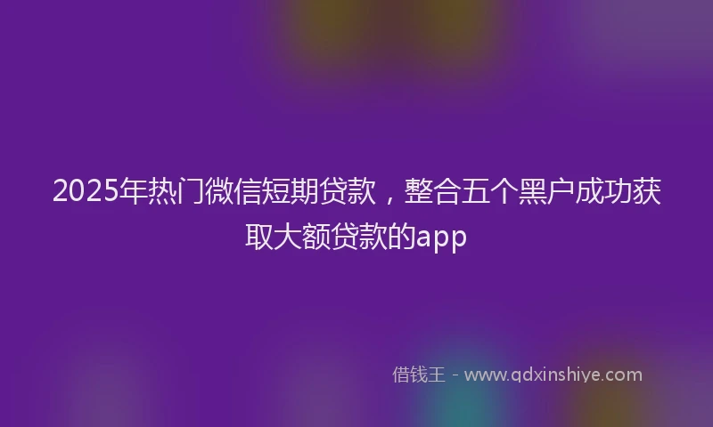 2025年热门微信短期贷款，整合五个黑户成功获取大额贷款的app