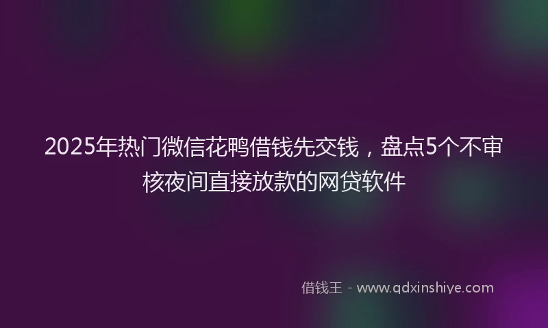 2025年热门微信花鸭借钱先交钱，盘点5个不审核夜间直接放款的网贷软件