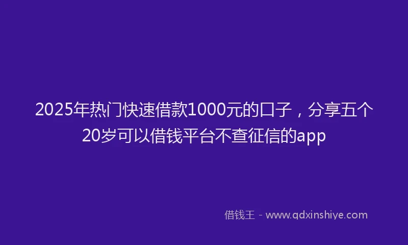 2025年热门快速借款1000元的口子，分享五个20岁可以借钱平台不查征信的app