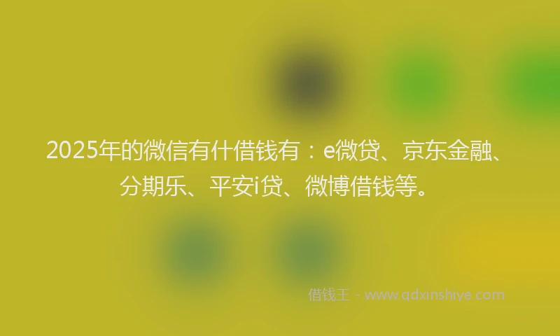 2025年的微信有什借钱有：e微贷、京东金融、分期乐、平安i贷、微博借钱等。