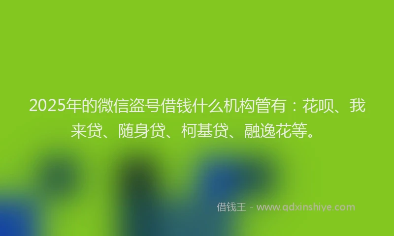 2025年的微信盗号借钱什么机构管有：花呗、我来贷、随身贷、柯基贷、融逸花等。