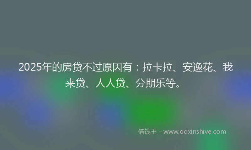 2025年的房贷不过原因有：拉卡拉、安逸花、我来贷、人人贷、分期乐等。