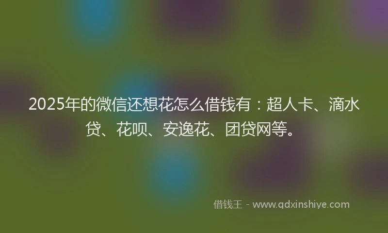 2025年的微信还想花怎么借钱有：超人卡、滴水贷、花呗、安逸花、团贷网等。