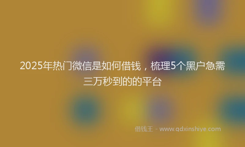 2025年热门微信是如何借钱，梳理5个黑户急需三万秒到的的平台