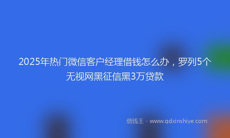 2025年热门微信客户经理借钱怎么办，罗列5个无视网黑征信黑3万贷款