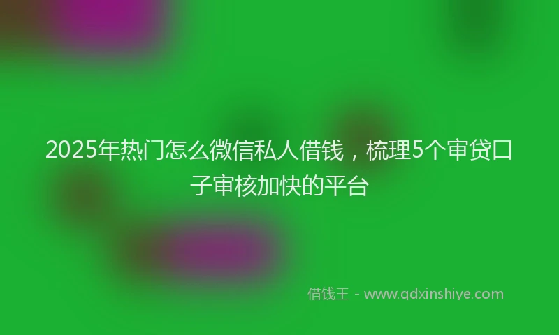 2025年热门怎么微信私人借钱，梳理5个审贷口子审核加快的平台