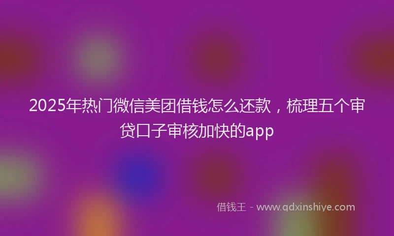2025年热门微信美团借钱怎么还款，梳理五个审贷口子审核加快的app