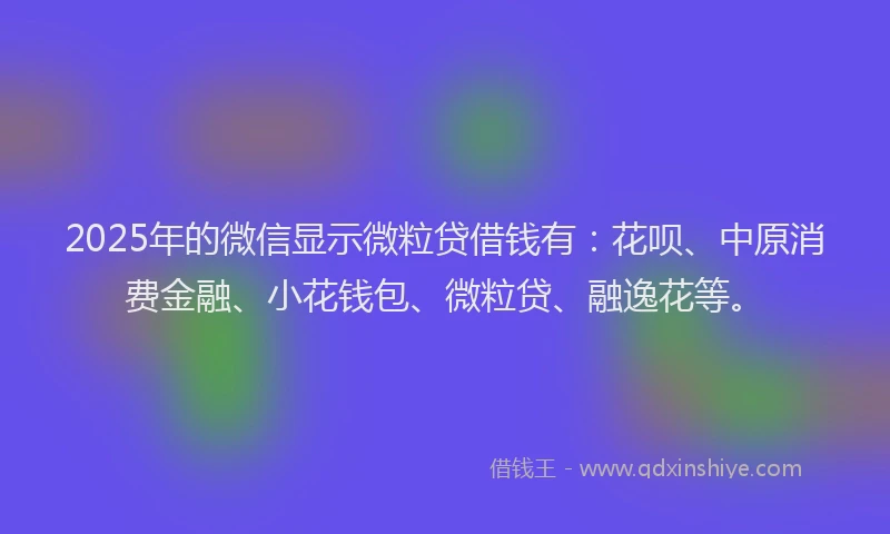 2025年的微信显示微粒贷借钱有：花呗、中原消费金融、小花钱包、微粒贷、融逸花等。