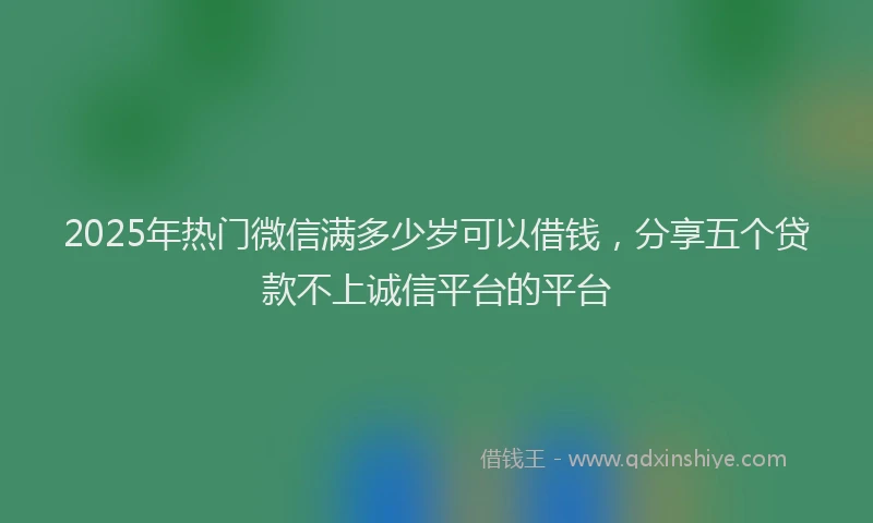2025年热门微信满多少岁可以借钱，分享五个贷款不上诚信平台的平台