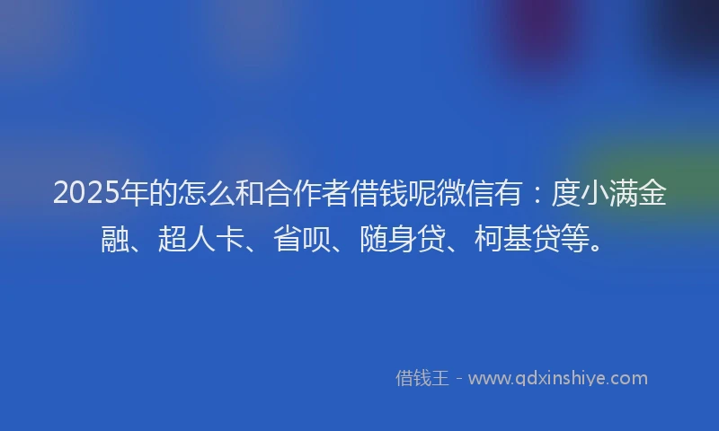 2025年的怎么和合作者借钱呢微信有：度小满金融、超人卡、省呗、随身贷、柯基贷等。