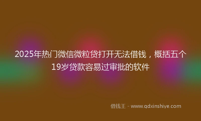 2025年热门微信微粒贷打开无法借钱，概括五个19岁贷款容易过审批的软件