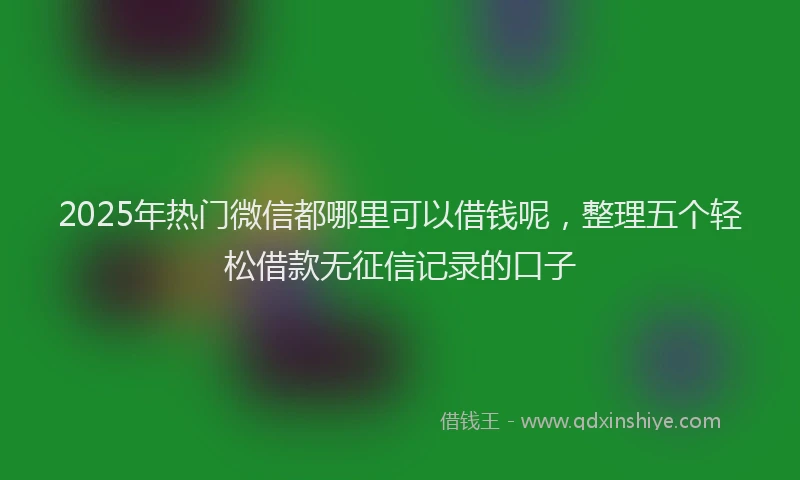 2025年热门微信都哪里可以借钱呢，整理五个轻松借款无征信记录的口子