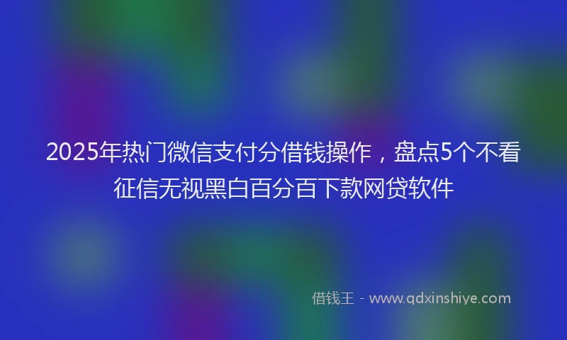 2025年热门微信支付分借钱操作，盘点5个不看征信无视黑白百分百下款网贷软件
