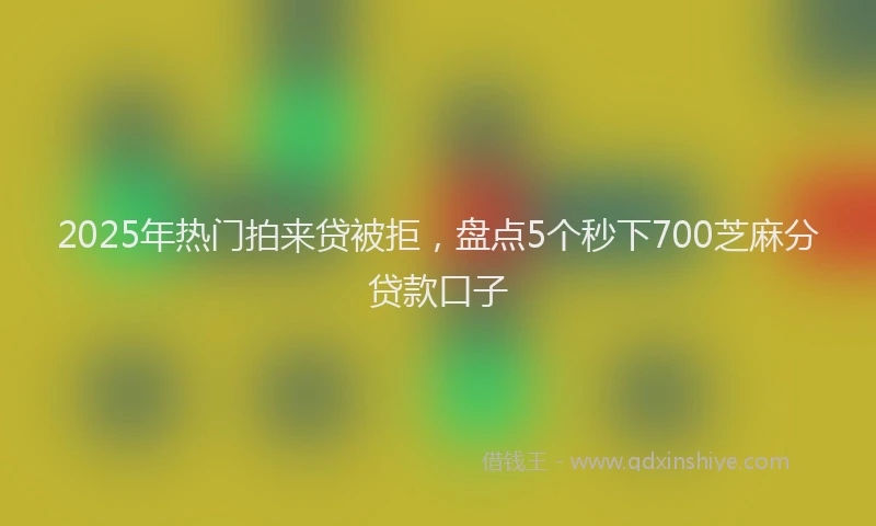 2025年热门拍来贷被拒，盘点5个秒下700芝麻分贷款口子