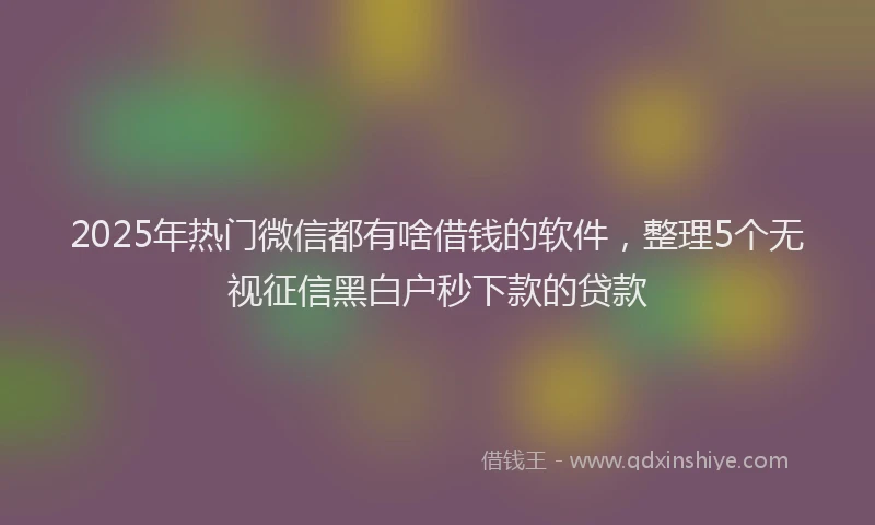 2025年热门微信都有啥借钱的软件，整理5个无视征信黑白户秒下款的贷款
