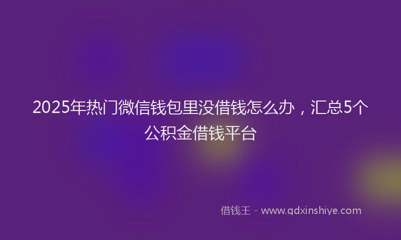 2025年热门微信钱包里没借钱怎么办，汇总5个公积金借钱平台