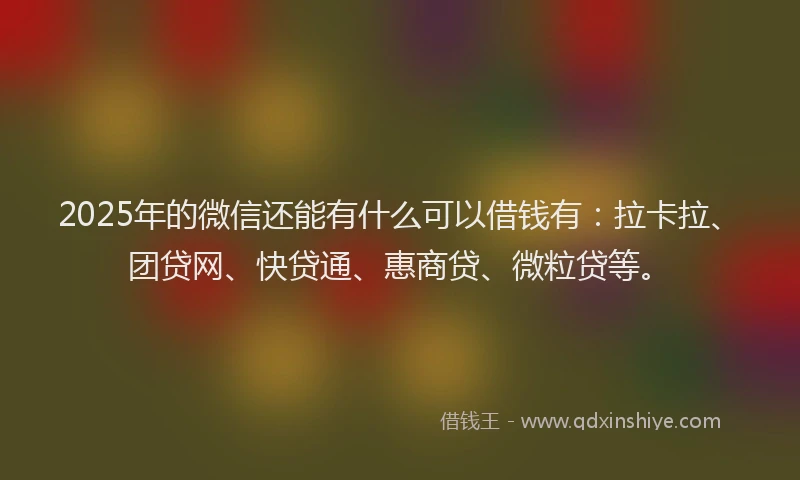 2025年的微信还能有什么可以借钱有：拉卡拉、团贷网、快贷通、惠商贷、微粒贷等。