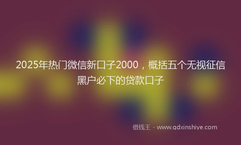2025年热门微信新口子2000，概括五个无视征信黑户必下的贷款口子