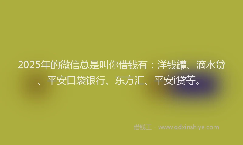2025年的微信总是叫你借钱有：洋钱罐、滴水贷、平安口袋银行、东方汇、平安i贷等。