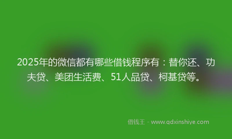 2025年的微信都有哪些借钱程序有：替你还、功夫贷、美团生活费、51人品贷、柯基贷等。