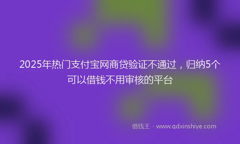 2025年热门支付宝网商贷验证不通过，归纳5个可以借钱不用审核的平台