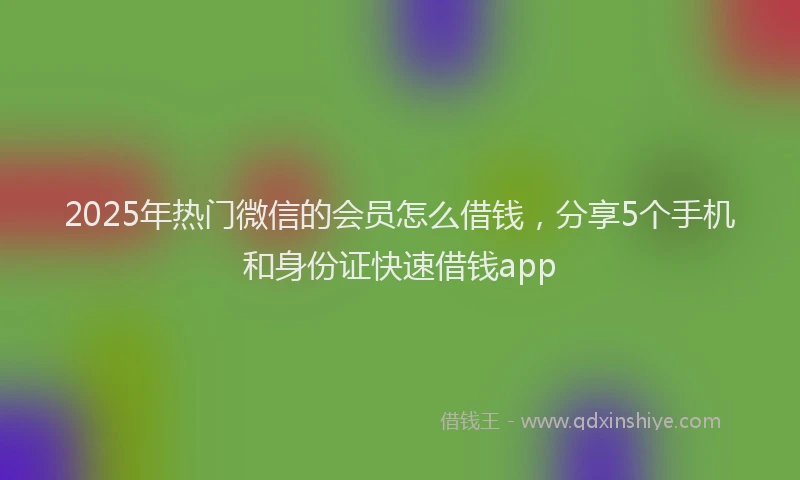 2025年热门微信的会员怎么借钱，分享5个手机和身份证快速借钱app